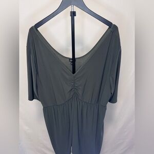 torrid Olive Green V-Neck Gathered Waist Blouse